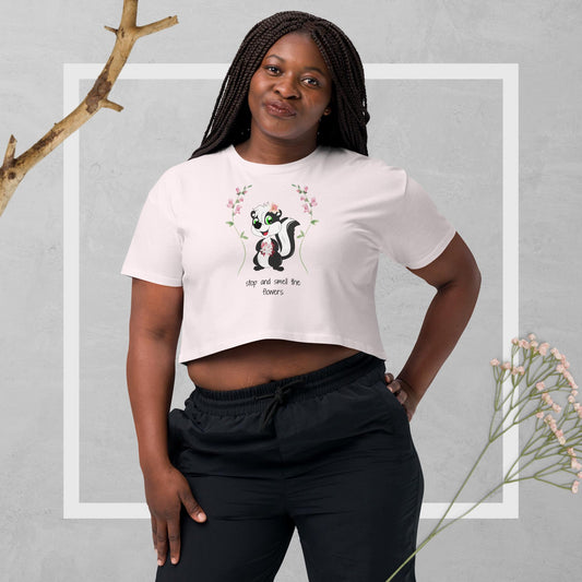 "smell the flowers" Women’s crop top