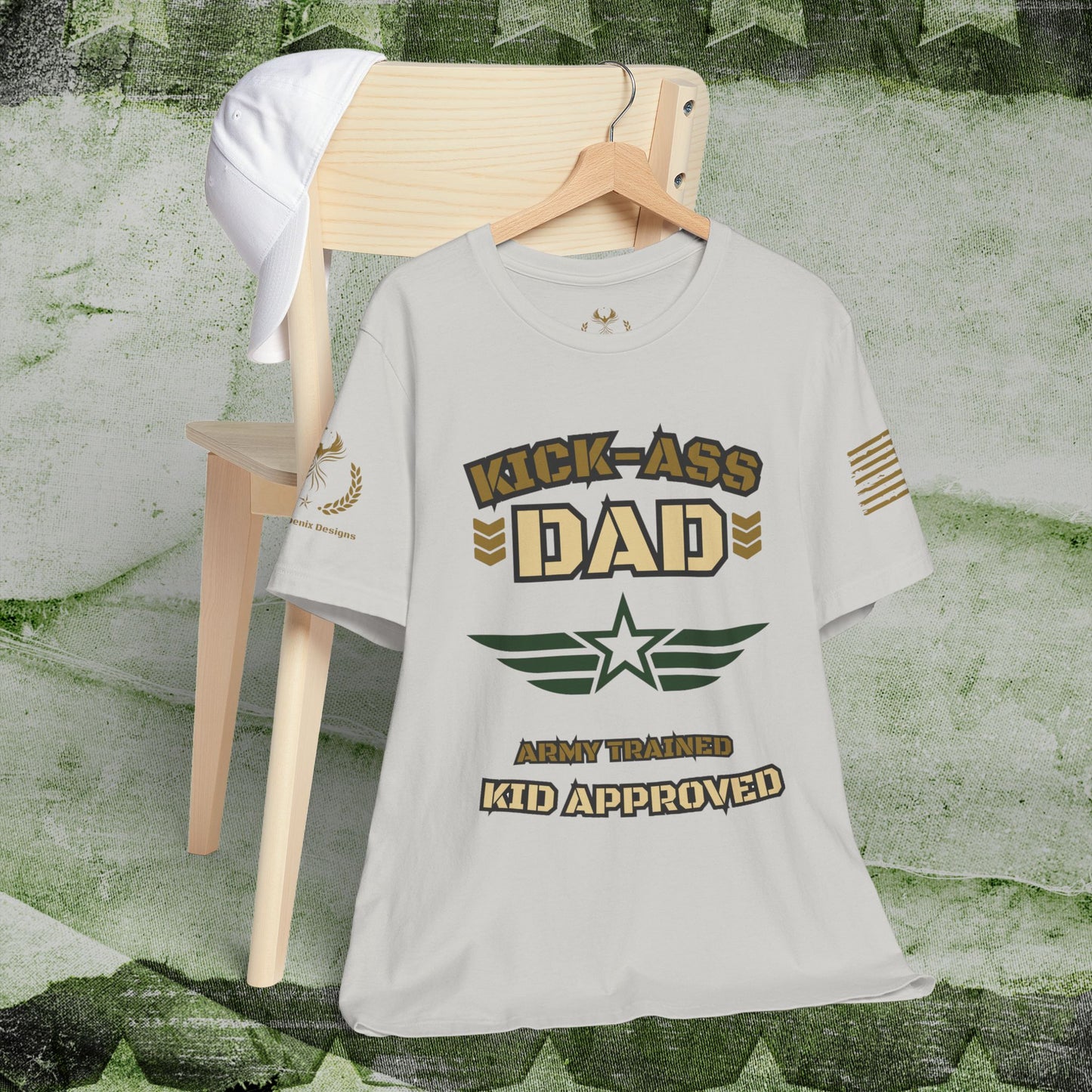 Kick-Ass Dad Tee - Army Trained, Kid Approved