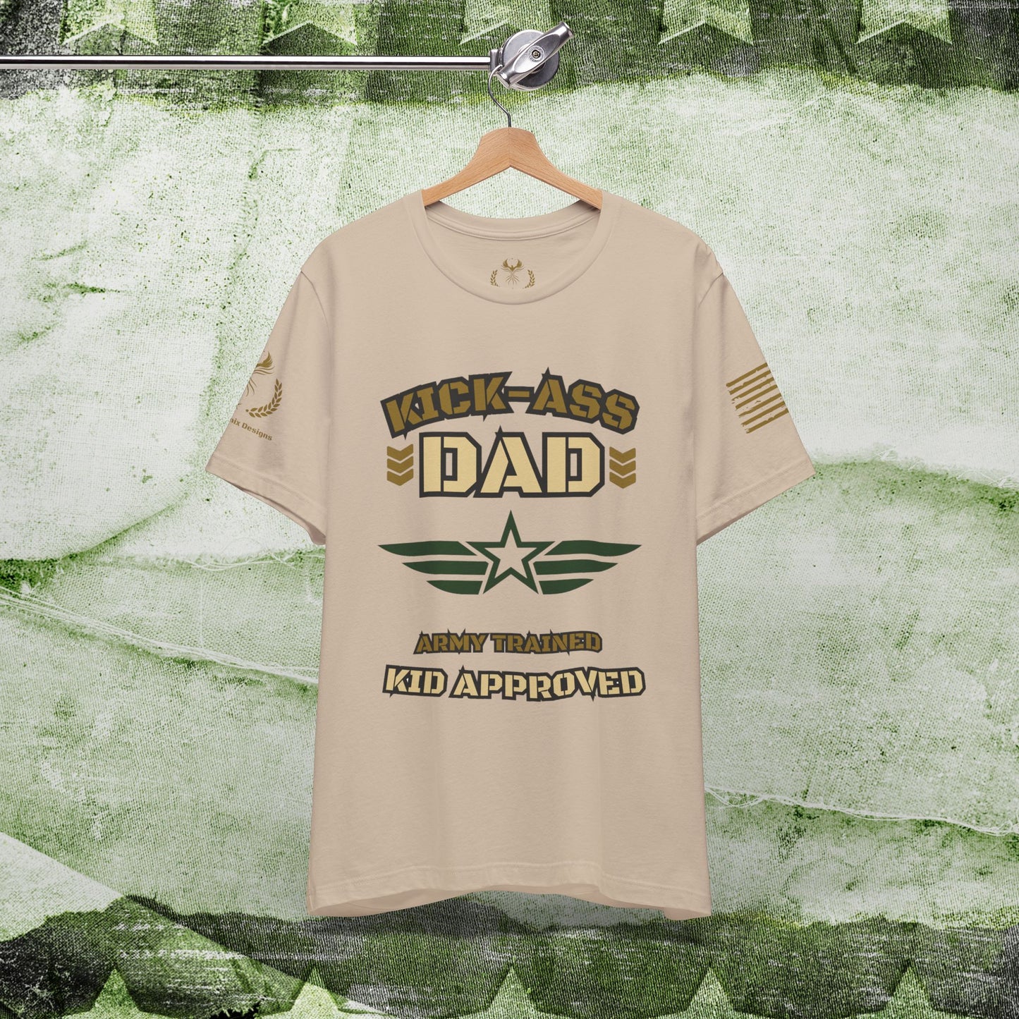 Kick-Ass Dad Tee - Army Trained, Kid Approved