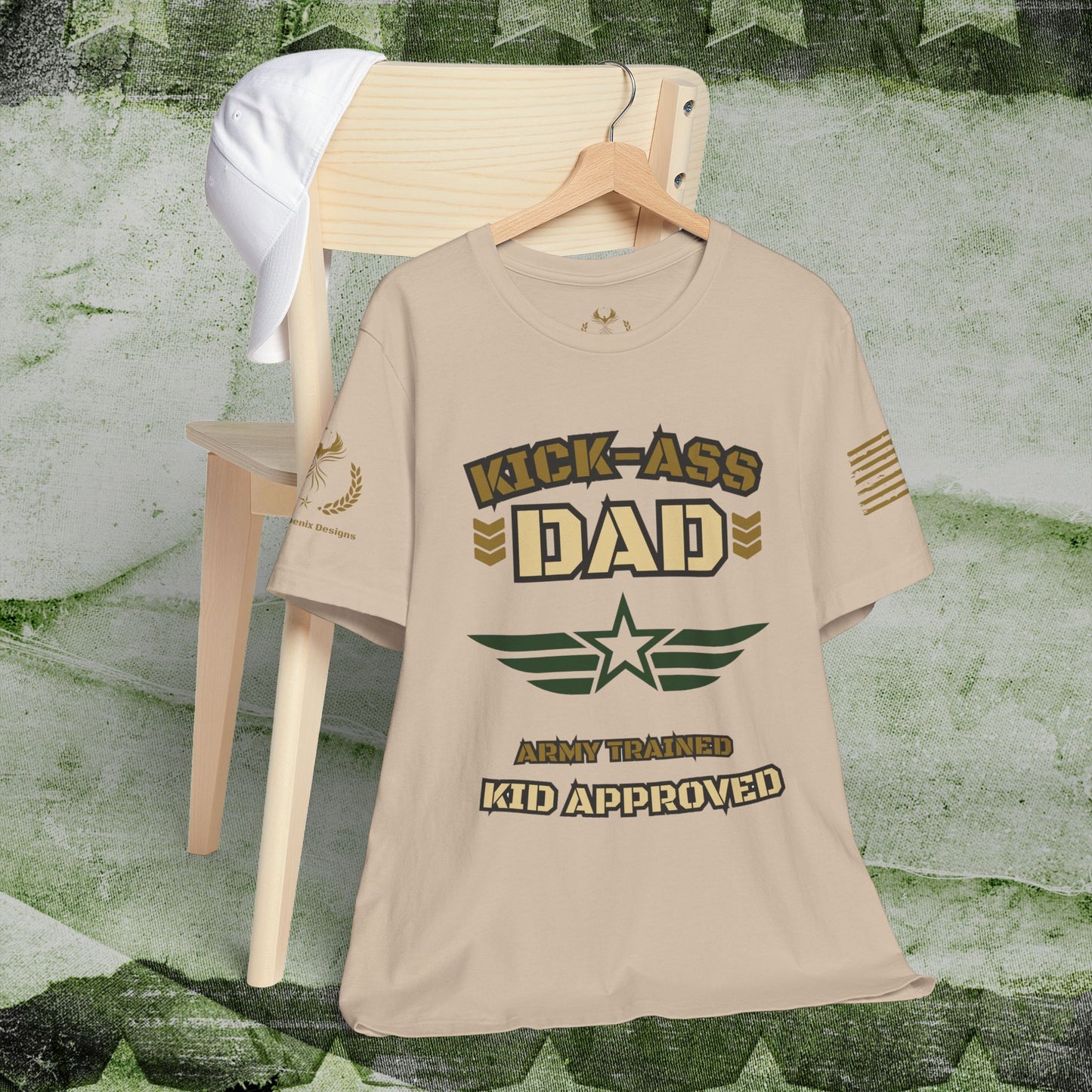 Kick-Ass Dad Tee - Army Trained, Kid Approved