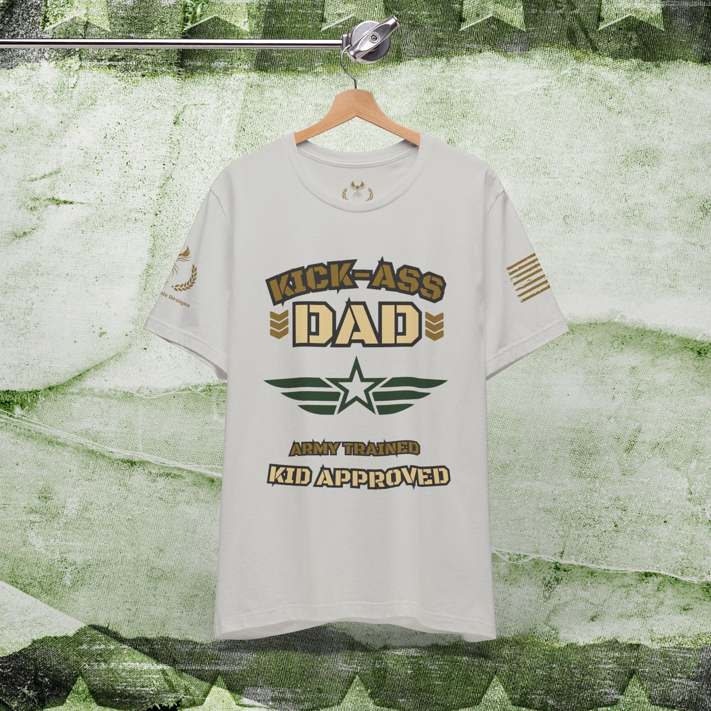 Kick-Ass Dad Tee - Army Trained, Kid Approved