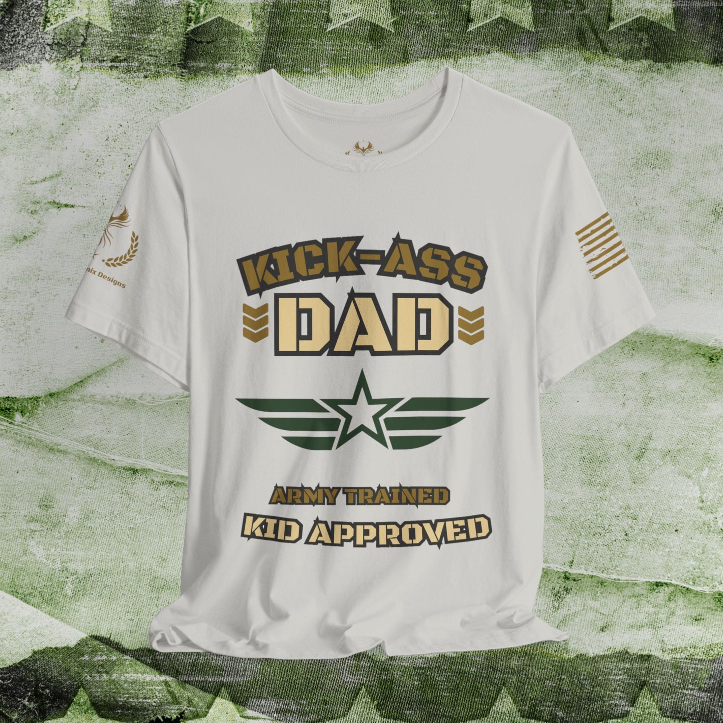 Kick-Ass Dad Tee - Army Trained, Kid Approved