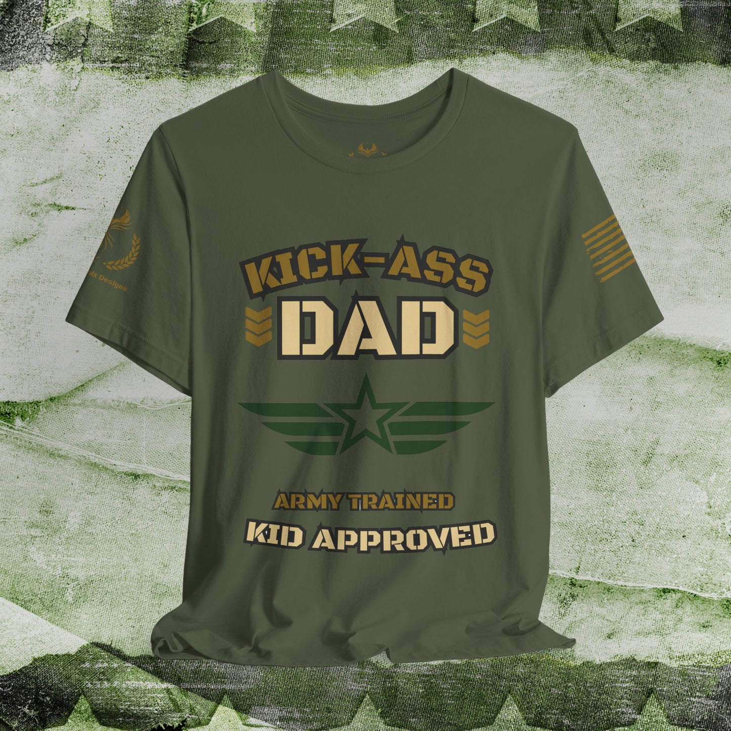 Kick-Ass Dad Tee - Army Trained, Kid Approved