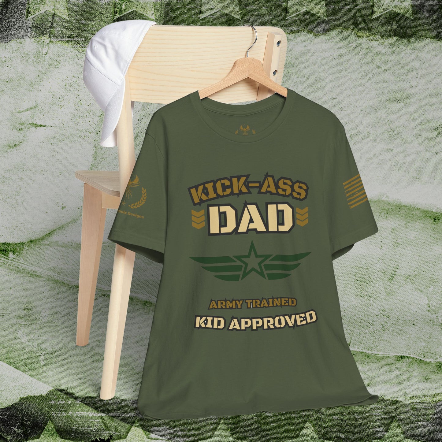 Kick-Ass Dad Tee - Army Trained, Kid Approved