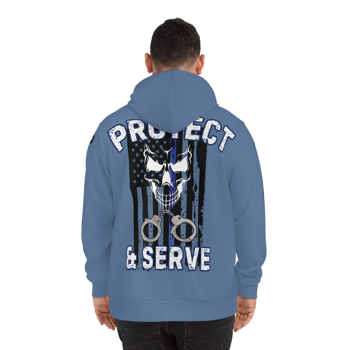 Customizable Blue Protect and Serve hoodie