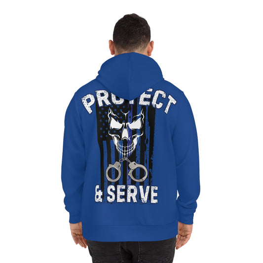 Blue Protect and Serve hoodie