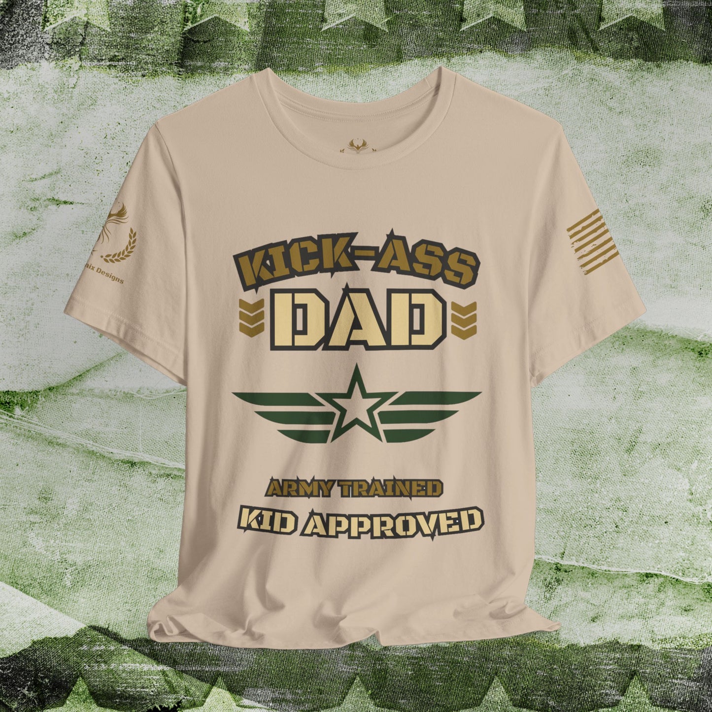 Kick-Ass Dad Tee - Army Trained, Kid Approved