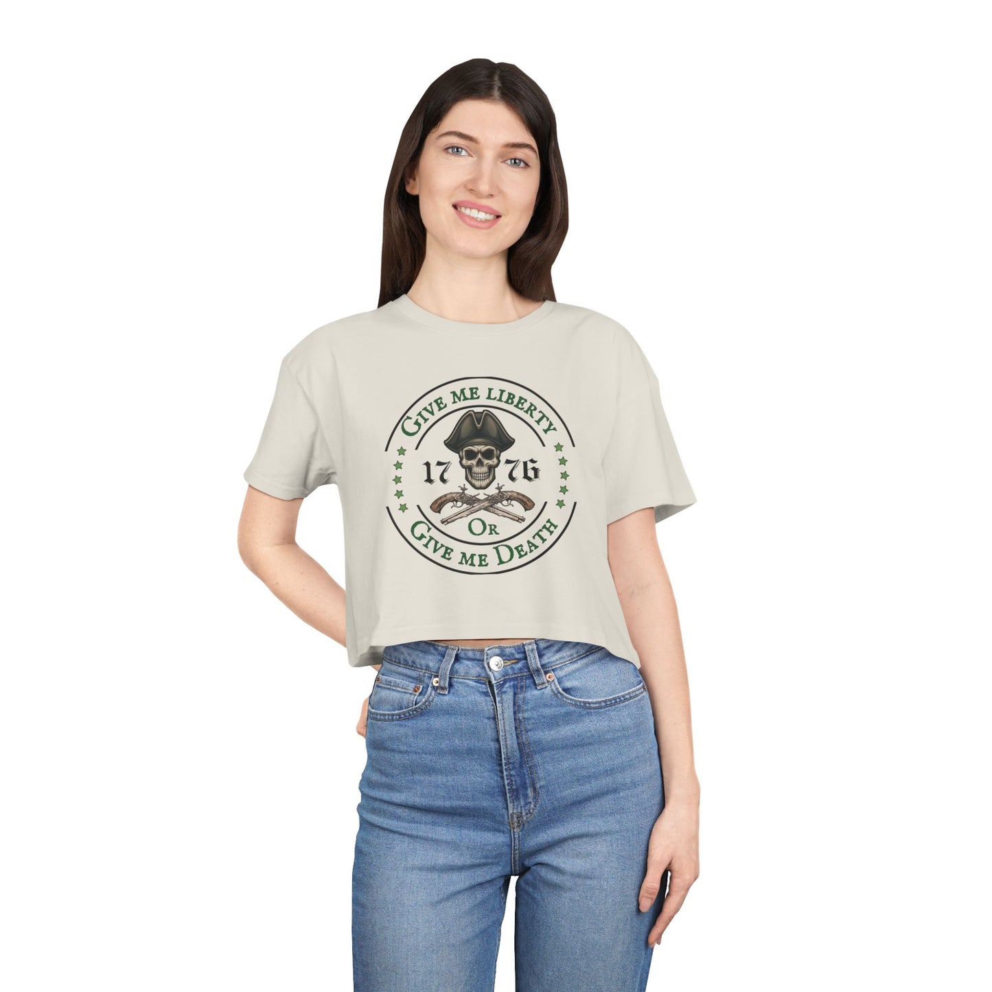 Patriotic 1776 Skull Crop Tee