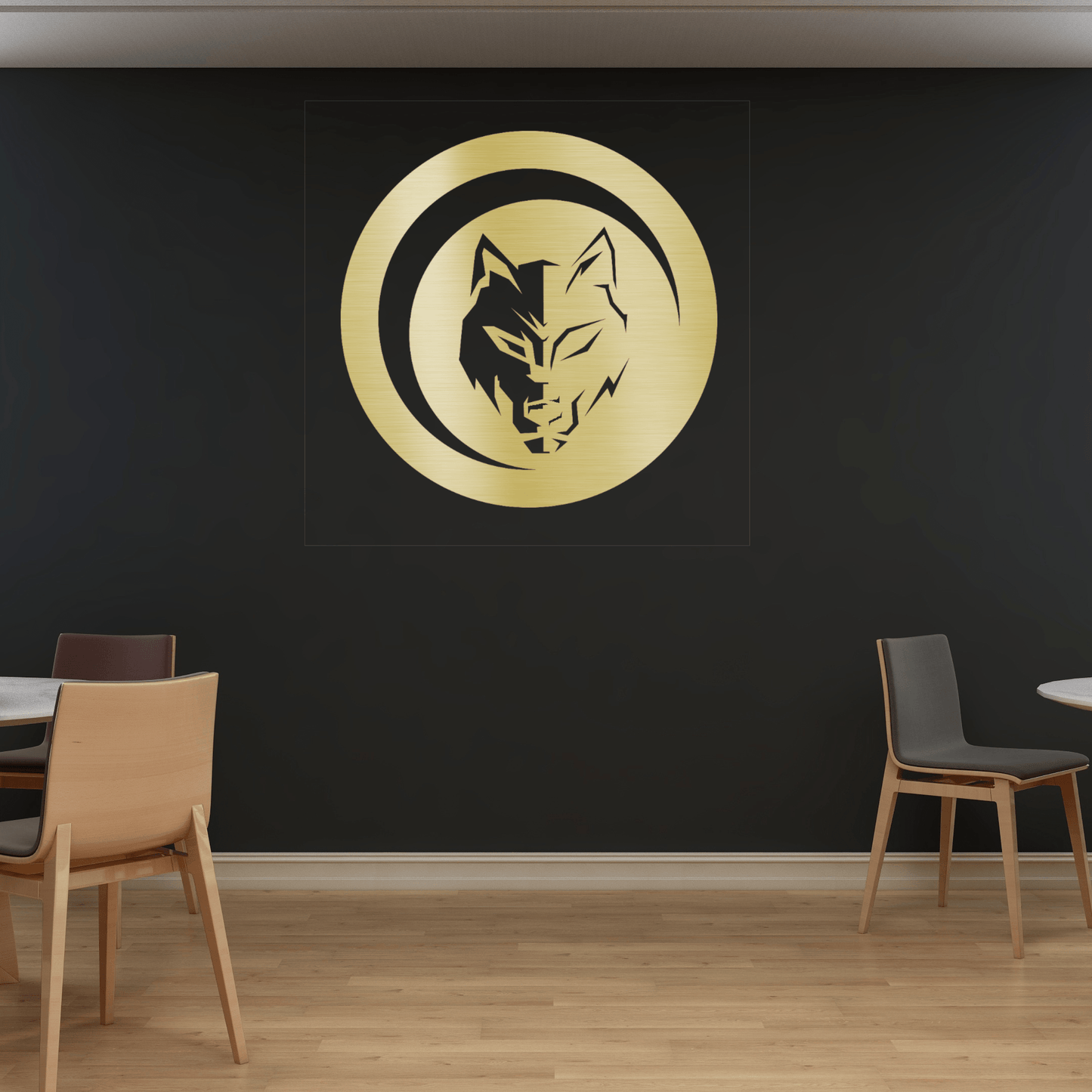 Wolf Moon - round metal wall art