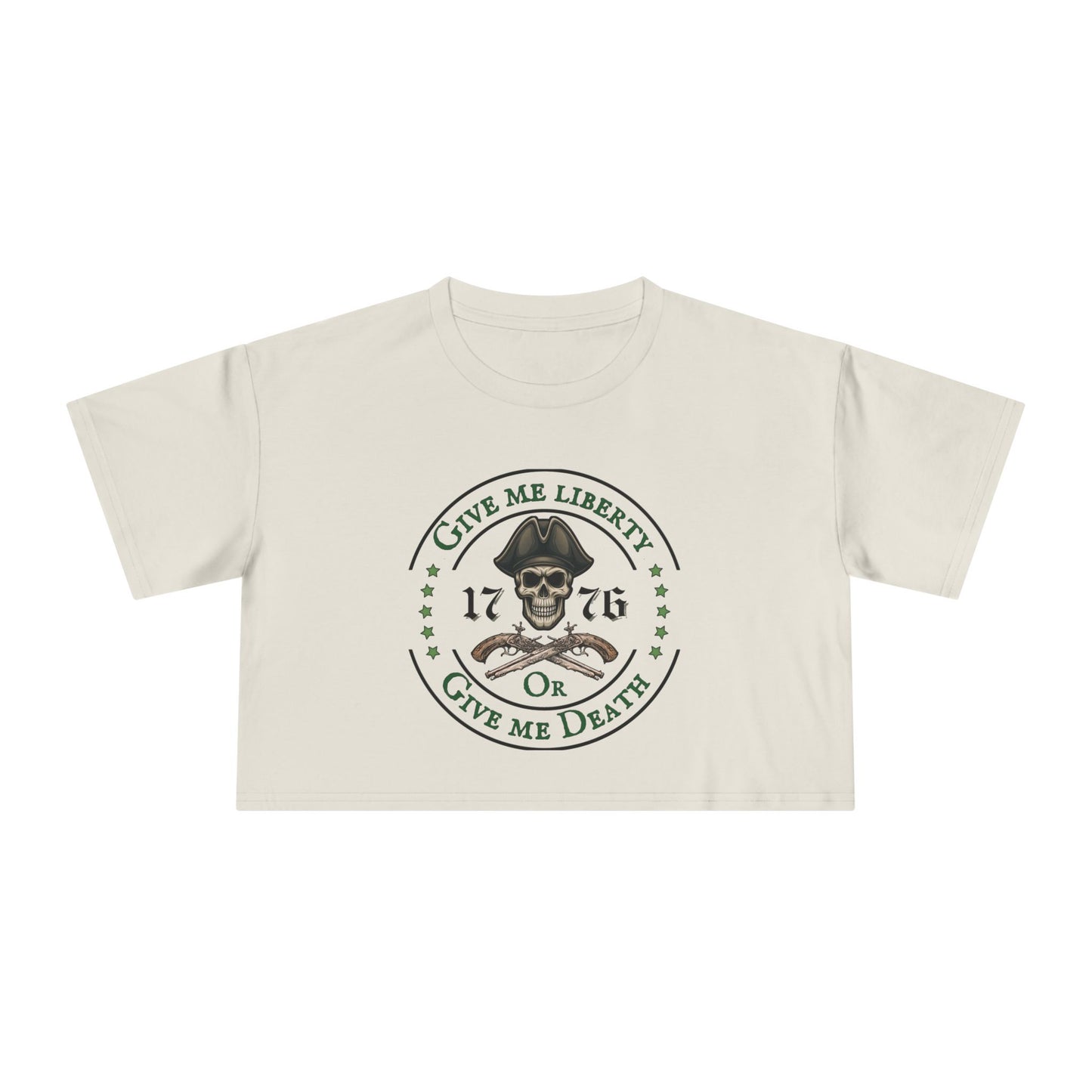 Patriotic 1776 Skull Crop Tee