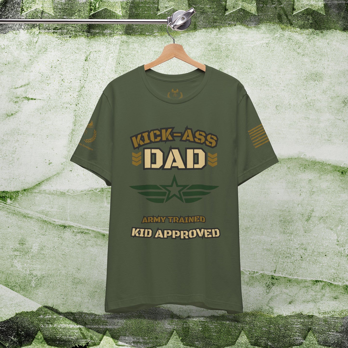 Kick-Ass Dad Tee - Army Trained, Kid Approved