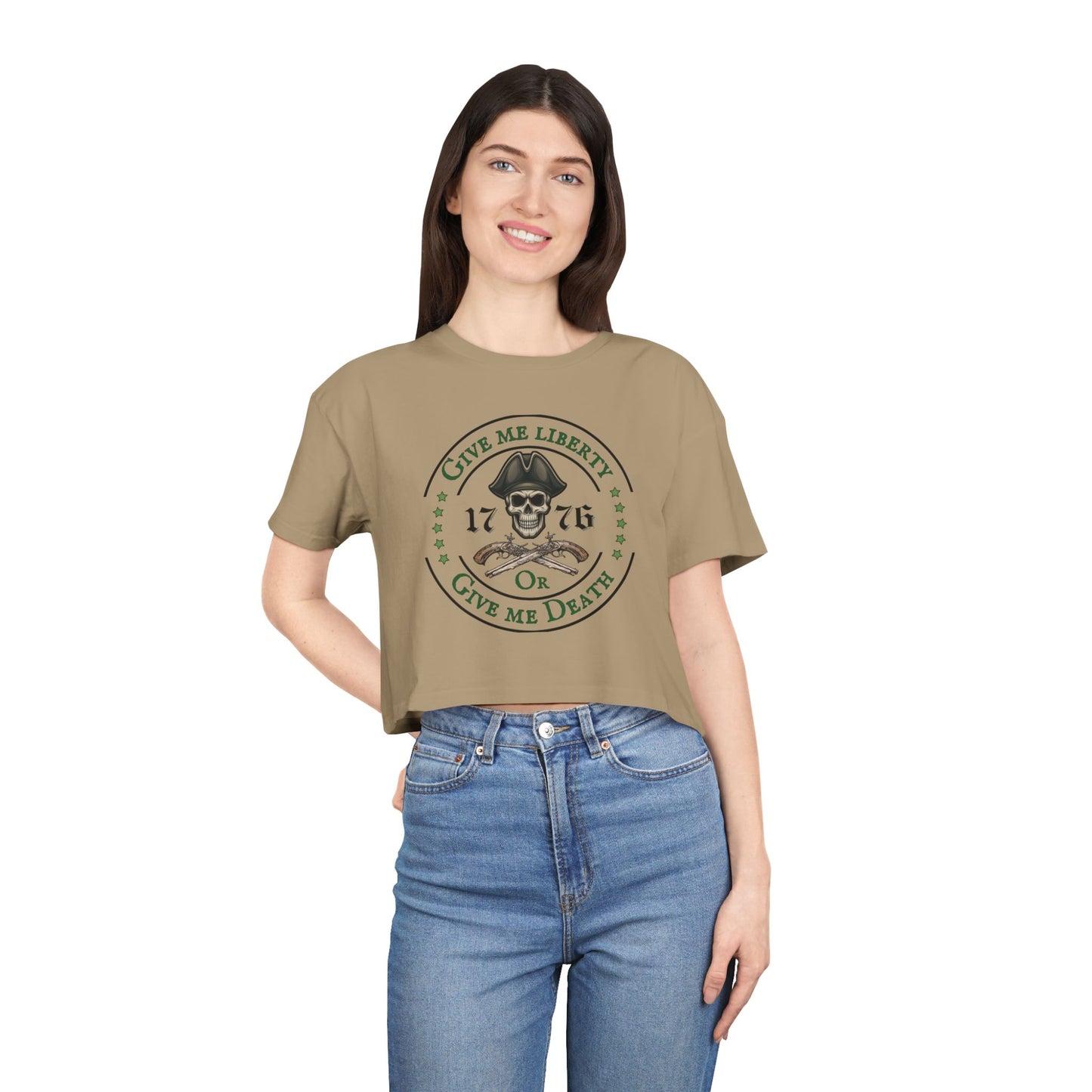Patriotic 1776 Skull Crop Tee